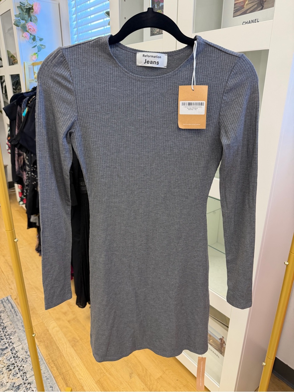 Reformation Kylie Long-Sleeve Ribbed Slate Grey Smoke Dress Sz XS NWT's - Picture 11 of 12